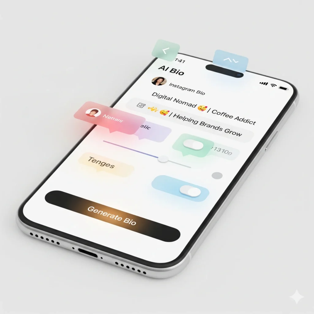 free AI tools - AI bio generator creating fun Instagram bio with emojis - no login required