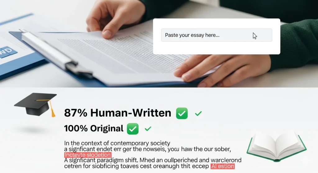 free AI tools - AI content detector checking student essay for plagiarism and AI - instant report