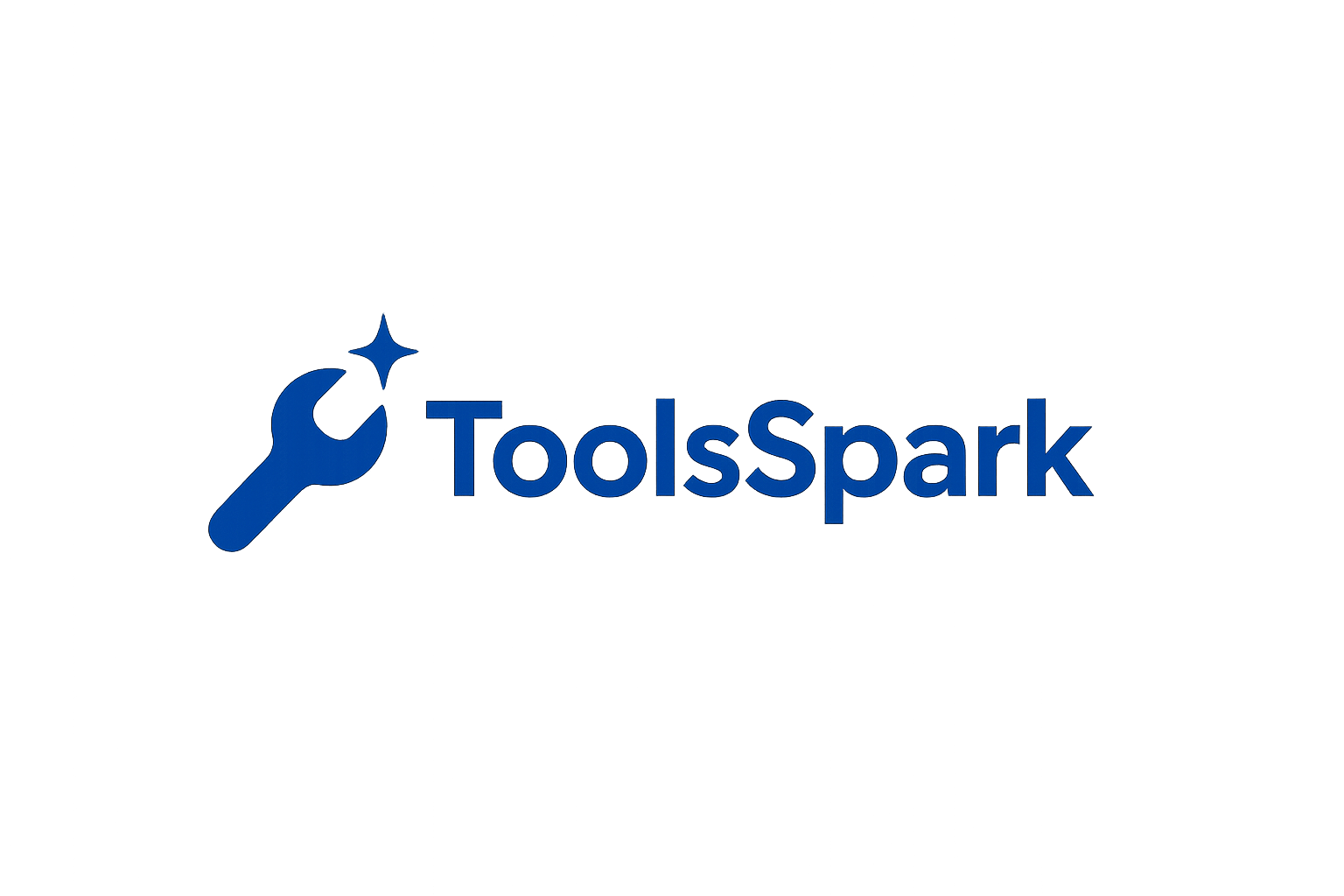 ToolsSpark logo with a blue wrench and spark icon beside the brand name in modern sans-serif font